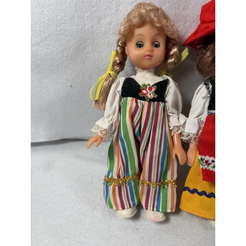 Vintage (6) Sleepy Eyes Traditional Costume Doll European Souvenir Dolls